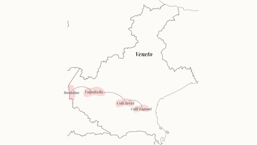 Road map Veneto red wine tour